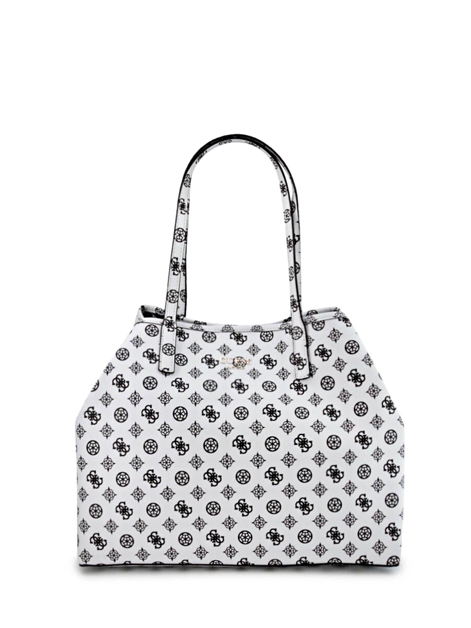 Guess Vikky White Leather Handbag for Women 32.5x27x15 cm.